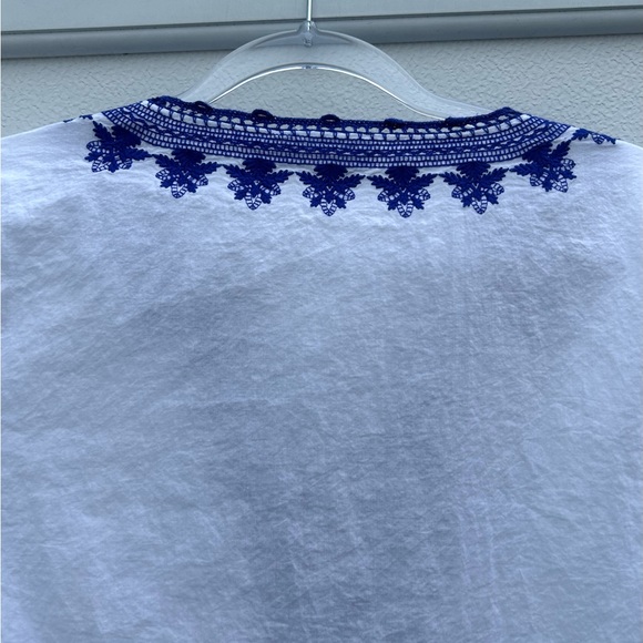 Vineyard Vines Tunic Dress Embroidered Sz S 100% Cotton White/Navy Nautical - Picture 11 of 13